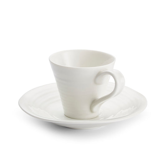 White Porcelain Espresso Cup & Saucer - Set of Two