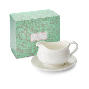 White Porcelain Gravy Boat & Stand