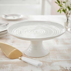 White Porcelain Small Footed Cake Plate