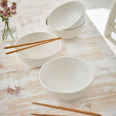 White Porcelain Noodle Bowl - Set of Four