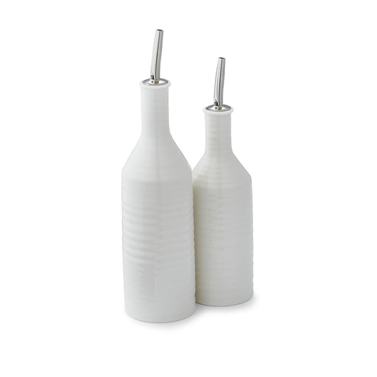 White Porcelain Oil & Vinegar Drizzler Set