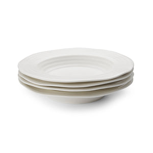 White Porcelain Rimmed Soup Plate - Set of 4