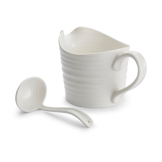 White Porcelain Sauce Jug & Mini Ladle
