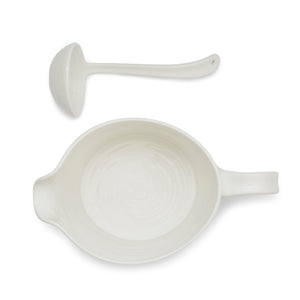 White Porcelain Sauce Jug & Mini Ladle