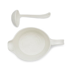 White Porcelain Sauce Jug & Mini Ladle