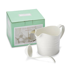White Porcelain Sauce Jug & Mini Ladle