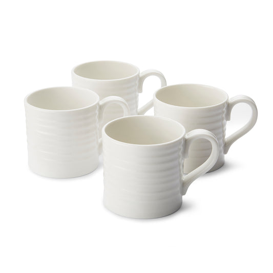 White Porcelain Short Mugs- Set of Four