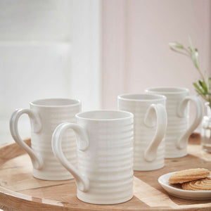 White Porcelain Tall Mugs - Set of Four