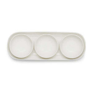 White Porcelain Three Bowls & Tray Set