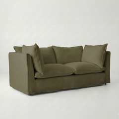 Coco 2.5 seater sofa with Knife Edge cushion in Beatrice Olive - Made To Order