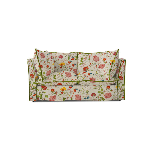 Coco 2 seater sofa with Contrast Piped Knife Edge cushion in Andrew Martin Wildwood Ivory - Made to order (Available for quick ship)