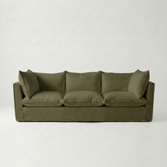 Coco 3.5 seater sofa with Knife Edge cushion in Beatrice Olive - Made To Order