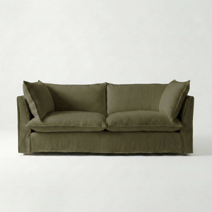 Coco 3 seater sofa with Knife Edge cushion in Beatrice Olive - Made To Order
