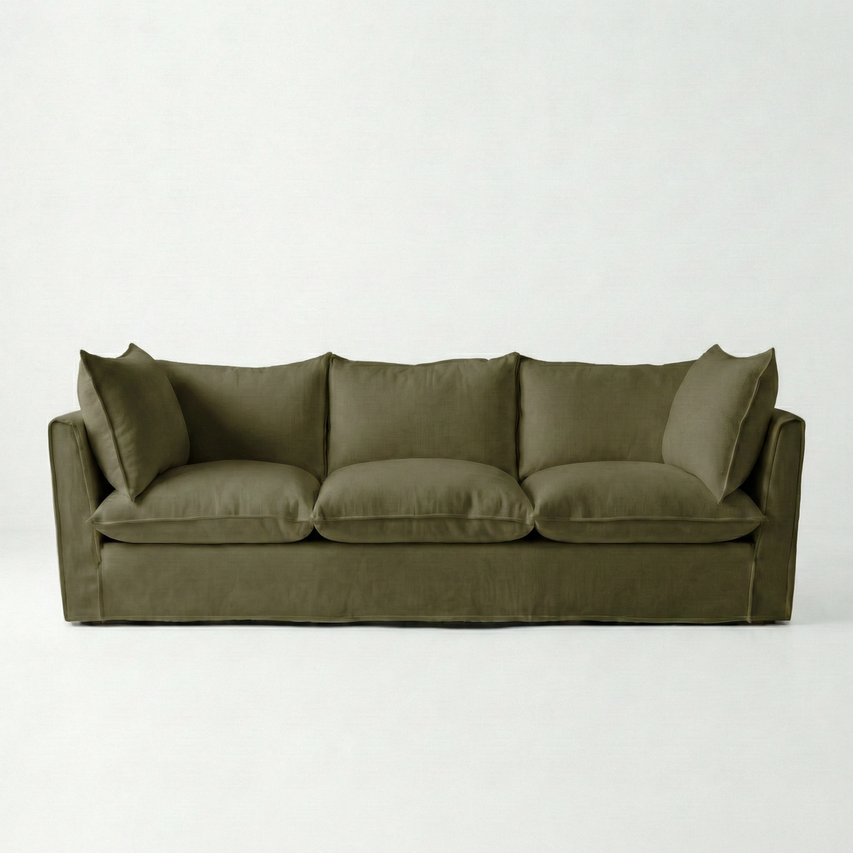 Coco 4 seater sofa with Knife Edge cushion in Beatrice Olive - Made To Order