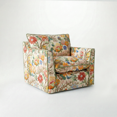 Coco Armchair with Knife Edge cushion in GP & J Baker Magnolia Cream Blue - Made To Order