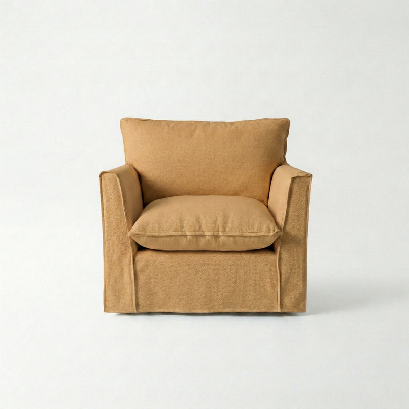 Coco Armchair with Knife Edge cushion in Cotton Linen Sunflower - Made To Order