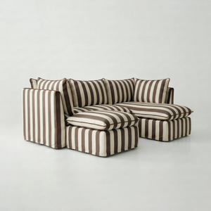 Coco L-Shaped Sofa with Chaise and Footstool in Customer's Own Material - Made to Order