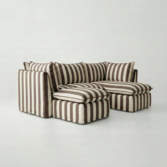 Coco L-Shaped Sofa with Chaise and Footstool in Customer's Own Material - Made to Order