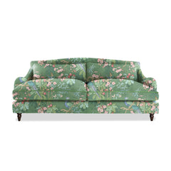 Felix 4 seater sofa in Natural Linen Belleville Juniper with Velvet Trim
