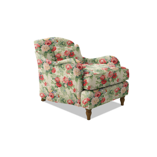 Felix Armchair with Fixed Back in Natural Linen Classic Rose