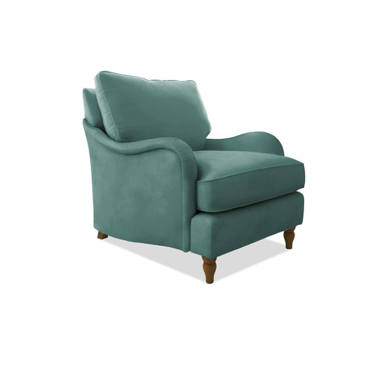 Felix Armchair with Loose Back Cushion in Cerulean Linen