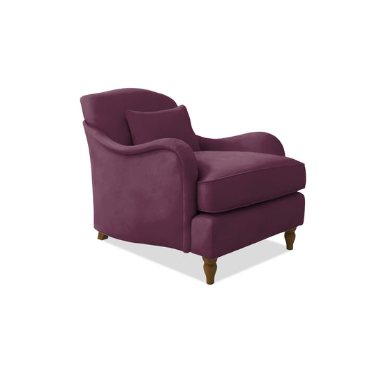 Felix Armchair with Fixed Back in Damson Linen