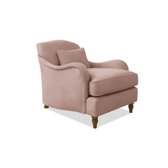 Felix Armchair with Fixed Back in Dusky Pink Linen