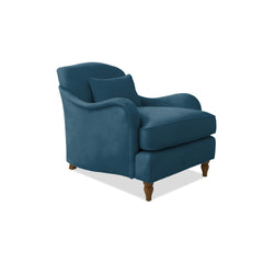 Felix Armchair with Fixed Back in Indigo Linen