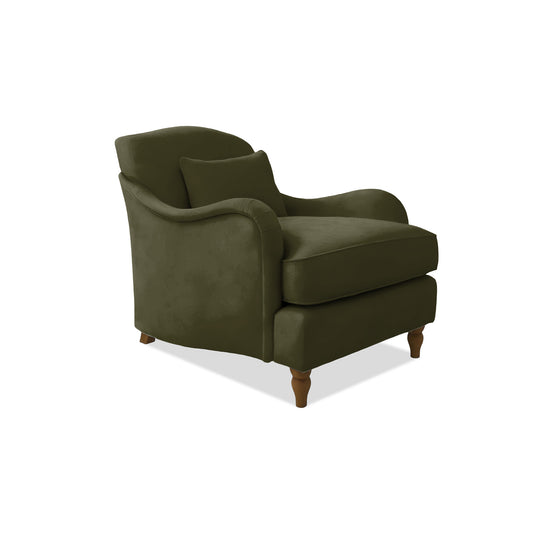 Felix Armchair with Fixed Back in Khaki Linen