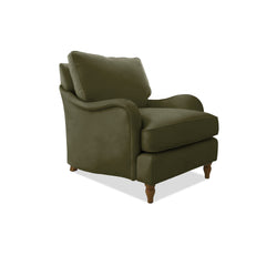Felix Armchair with Loose Back Cushion in Khaki Linen