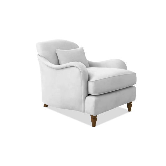 Felix Armchair with Fixed Back in Cotton Linen Snow Drop