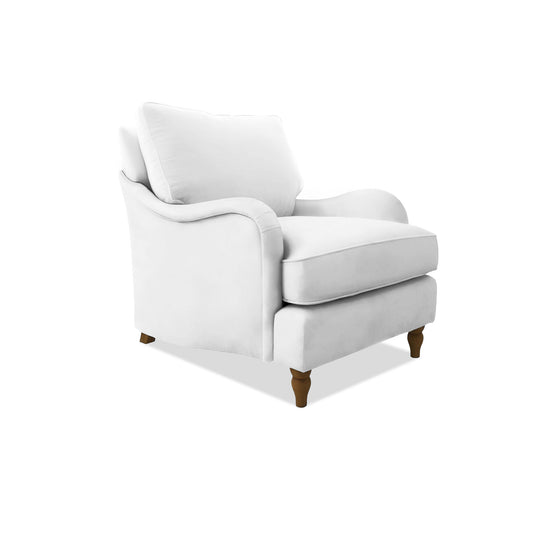 Felix Armchair with Loose Back Cushion in Cotton Linen Snow Drop