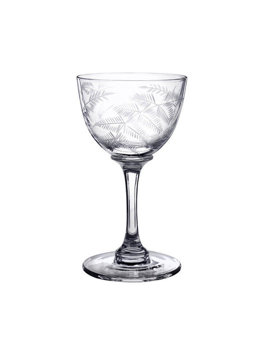Six Liqueur Glasses with Ferns Design by Vintage List