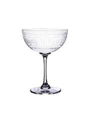 Two Champagne Saucers with Greek Key Design by Vintage List