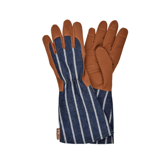 Blue Ticking Gauntlet Gloves