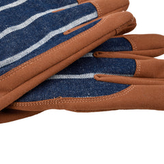 Blue Ticking Gauntlet Gloves