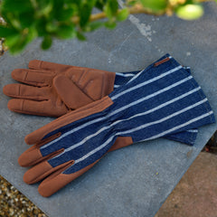 Blue Ticking Gauntlet Gloves