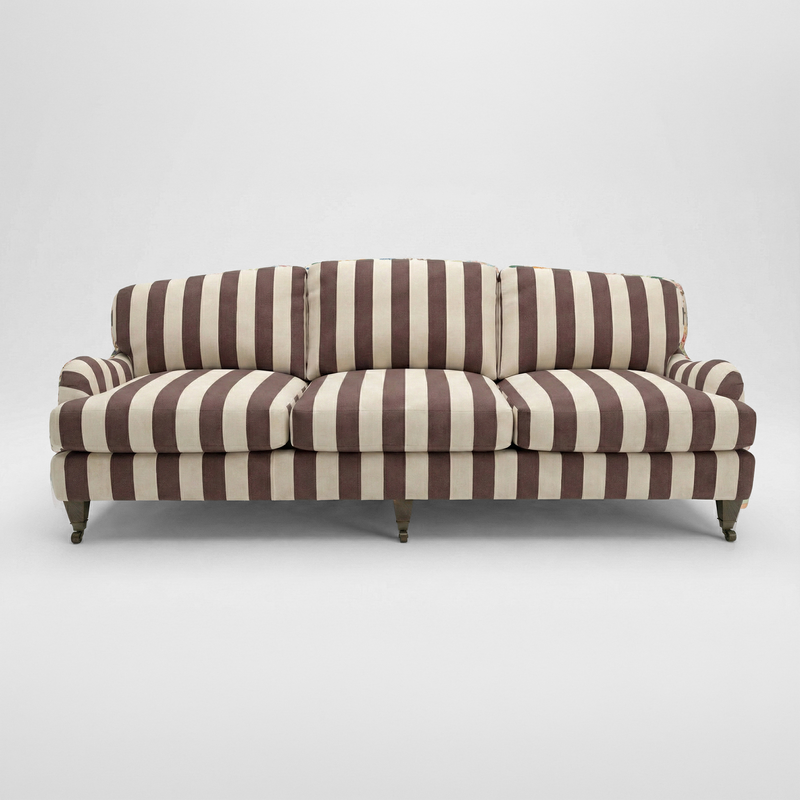 Isobel 4 seater sofa in Chocolate Stripes