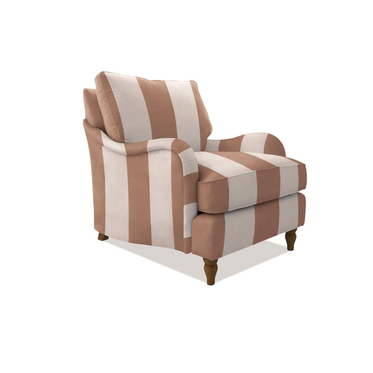 Isobel Armchair with Big Back Cushion in Caramel Stripe