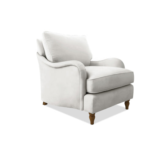 Isobel Armchair with Big Back Cushion in Cotton Linen Cool Coconut
