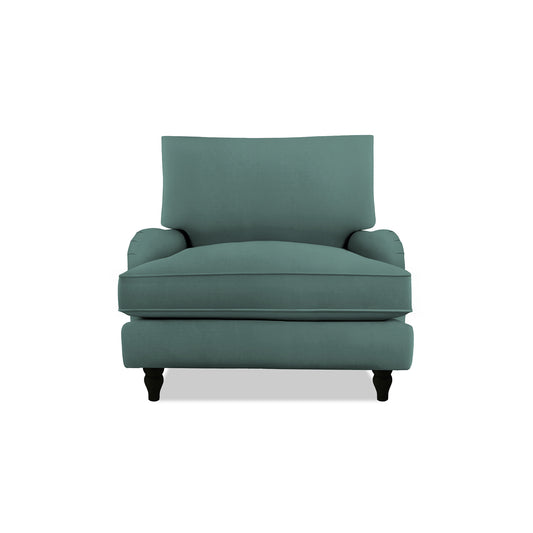 Isobel Armchair with Big Back Cushion in Cerulean Linen