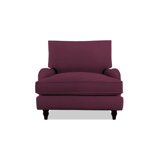 Isobel Armchair with Big Back Cushion in Damson Linen