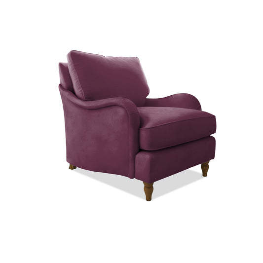 Isobel Armchair with Big Back Cushion in Damson Linen