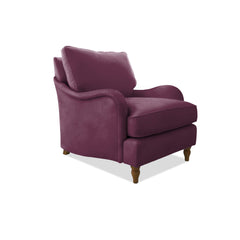 Isobel Armchair with Big Back Cushion in Damson Linen