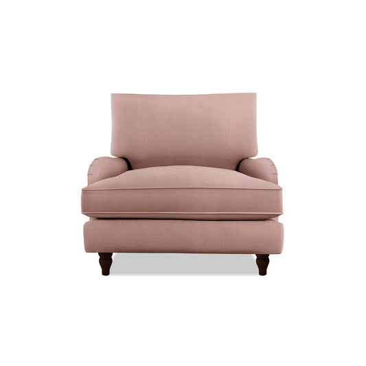 Isobel Armchair with Big Back Cushion in Dusky Pink Linen