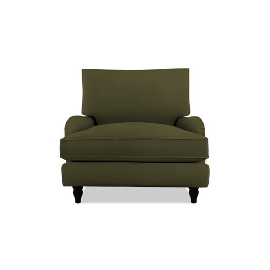 Isobel Armchair with Big Back Cushion in Khaki Linen