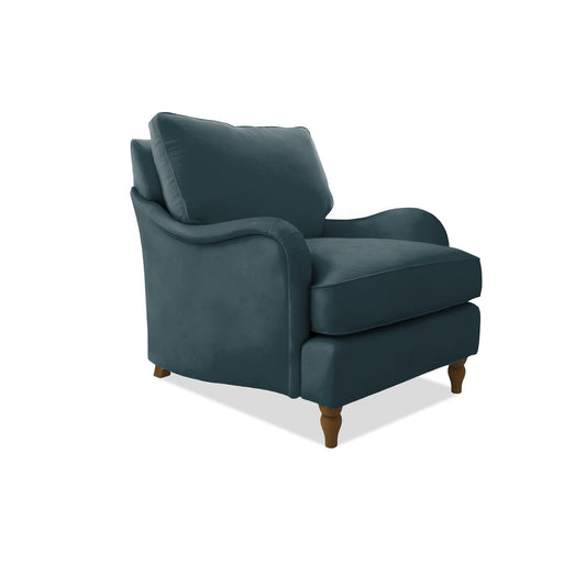 Isobel Armchair with Big Back Cushion in Midnight Linen