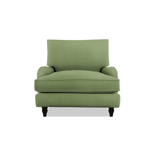 Isobel Armchair with Big Back Cushion in Moss Linen