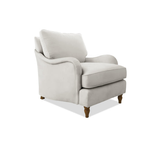 Isobel Armchair with Big Back Cushion in Pearl Grey Linen