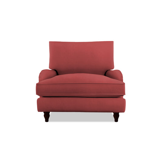 Isobel Armchair with Big Back Cushion in Rouge Linen